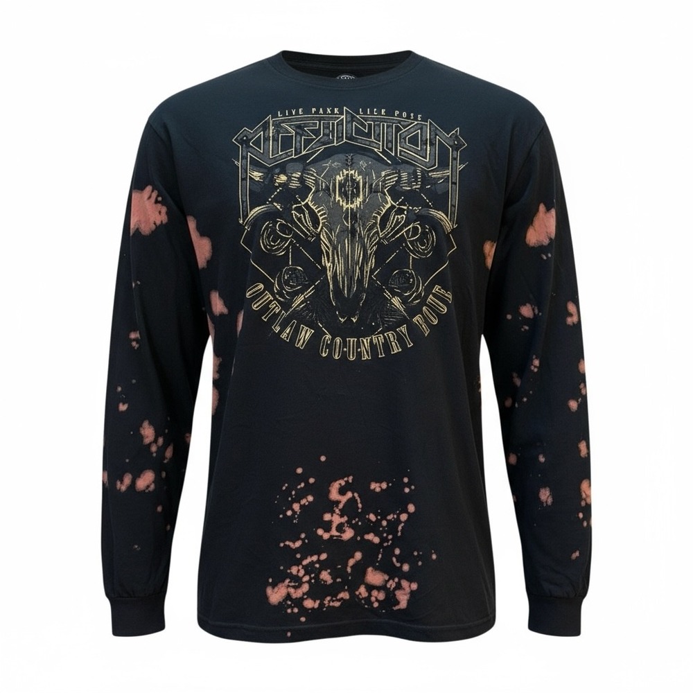 Affliction Mens 4XL Black Outlaw‎ Country Tour Long Sleeve Bleached T-Shirt